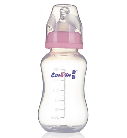 皇嬰標(biāo)口PP圓弧小奶瓶180ml粉色