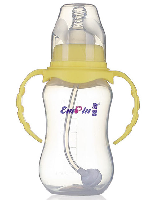 皇嬰標(biāo)口PP圓弧自動小奶瓶180ml黃色