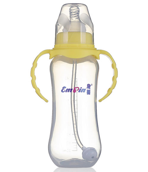 皇嬰標(biāo)口PP適指圓弧大奶瓶240ml黃色