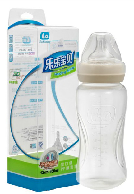 樂樂寶貝寬口pp哺乳期奶瓶350ml