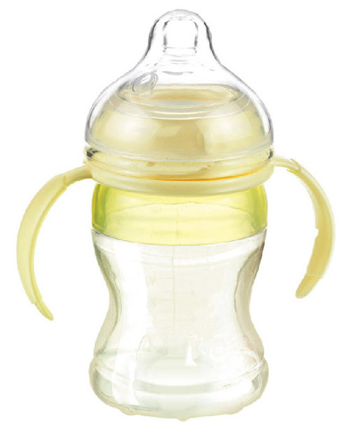 愛(ài)樂(lè)寶仿母乳硅膠奶瓶180ml黃色