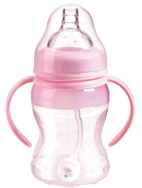 愛樂寶硅膠自動奶瓶180ml粉色