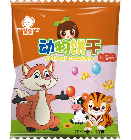 麥聰動物餅干紅豆味袋裝