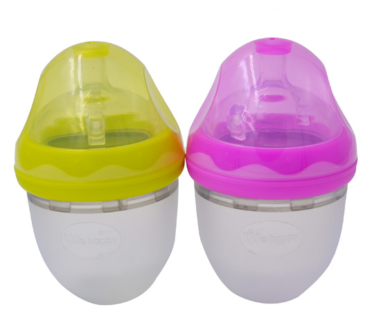 120ml超寬口徑安撫型硅膠奶瓶綠色粉色