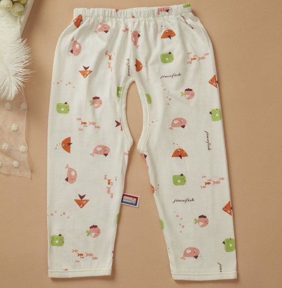 金色小魚蘆薈纖維單面小魚開檔褲