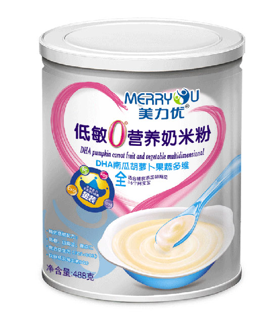 美力優(yōu)DHA南瓜胡蘿卜果蔬多維聽裝低敏0°營養(yǎng)奶米粉全段