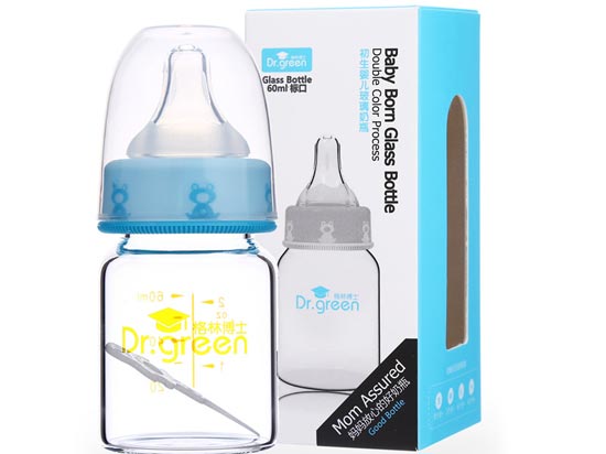 格林博士標(biāo)口初生yinge玻璃奶瓶60ML藍(lán)色