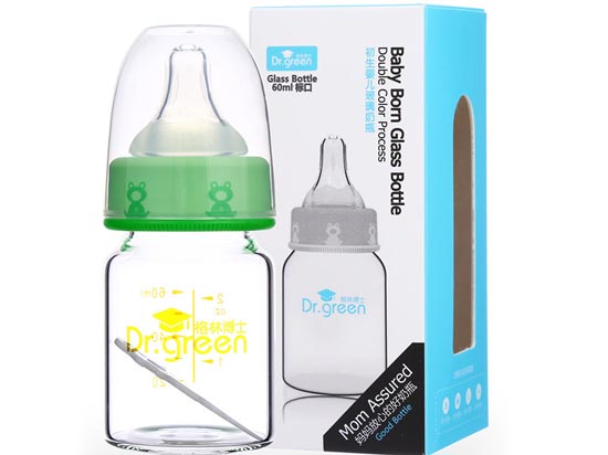 格林博士標口初生yinge玻璃奶瓶60ML綠色