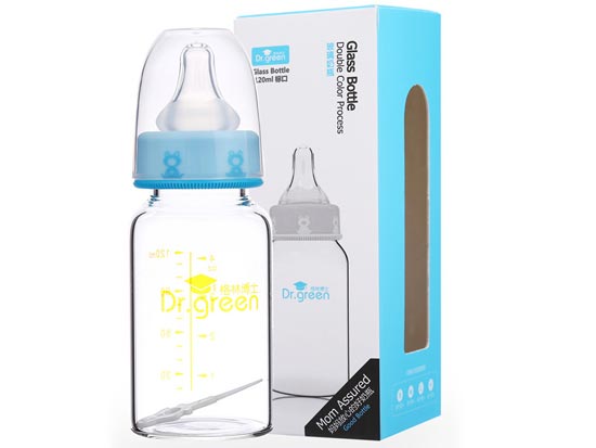 格林博士標(biāo)口玻璃奶瓶120ML藍(lán)色