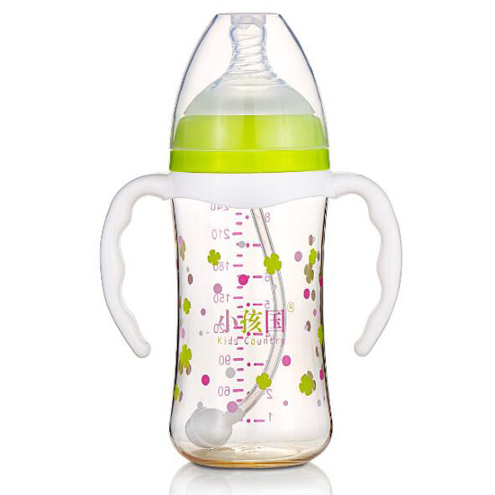 小孩國寬口時(shí)尚自動(dòng)PPSU安全奶瓶260M青色