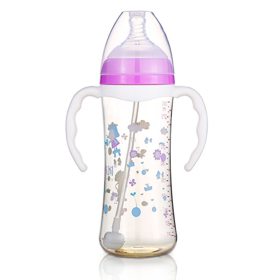 小孩國寬口時尚自動PPSU安全奶瓶320M紫色
