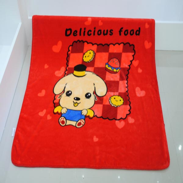 亞奧超柔小毯子小狗紅色