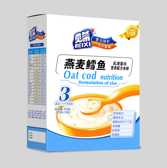 貝希乳清蛋白營(yíng)養(yǎng)米粉盒裝-燕麥鱈魚(yú)配方