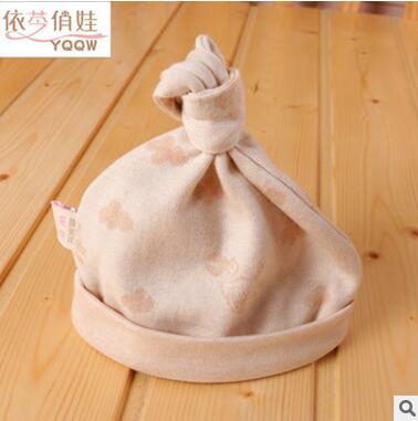 超軟無骨縫制春秋款打結(jié)帽雙層有機棉彩棉純棉yinge胎帽寶寶帽