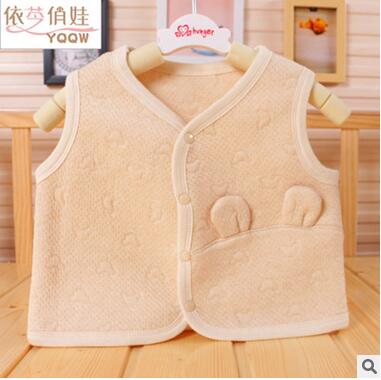 春秋冬款開襟按扣現(xiàn)貨有機(jī)棉彩棉yinge馬甲寶寶背心兒童坎肩