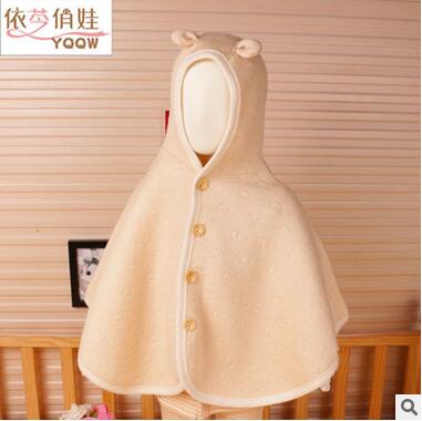 春款均碼適6-12個月有機棉彩棉空氣層夾棉yinge披風寶寶斗篷