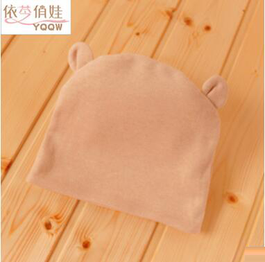 秋冬款超軟無骨縫制不變形天然彩棉有機(jī)棉yinge套頭帽寶寶耳朵帽