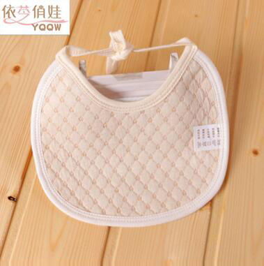 夾棉冬款吸水圓形系帶有機(jī)棉彩夾棉yinge圍嘴寶寶圍兜兒童口水巾
