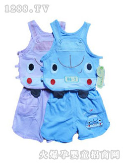 比比樂(lè)純棉背心開(kāi)檔短褲套裝