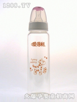 晶鉆玻璃奶瓶240mL紅驢