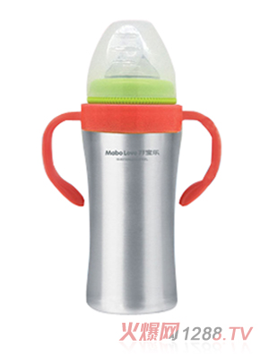 孖寶樂(lè)E型不銹鋼奶瓶紅色