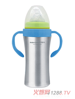 孖寶樂(lè)E型不銹鋼奶瓶藍(lán)色