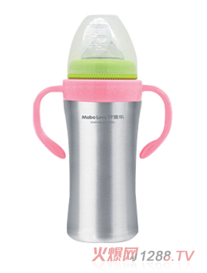 孖寶樂(lè)E型不銹鋼奶瓶粉紅