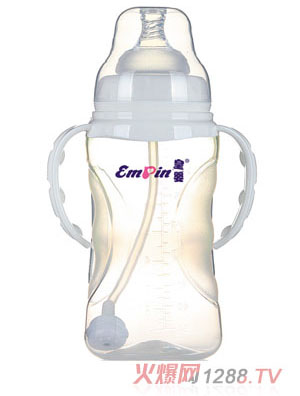 皇嬰寬口PP適指自動大奶瓶240ml白色