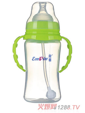 皇嬰寬口PP圓弧自動小奶瓶240ml綠色