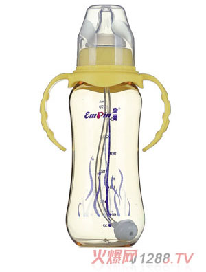 皇嬰PPSU標口圓弧自動奶瓶270m黃色