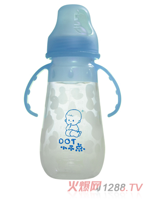 小不點(diǎn)牛媽媽系列寬口奶瓶帶手柄硅膠奶瓶