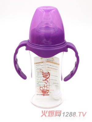 博士小帽玻璃有柄自然親子寬口徑自動(dòng)奶瓶200ml紫色