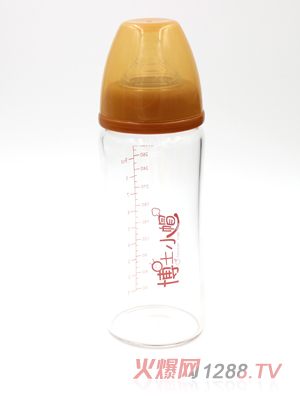 博士小帽玻璃自然親子寬口徑奶瓶280ml橙色