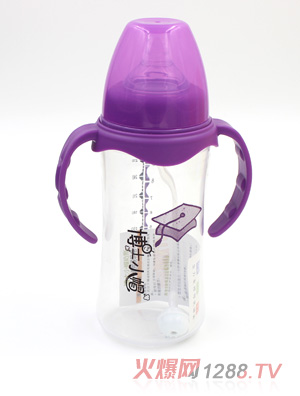 博士小帽PP有柄自然親子寬口自動(dòng)奶瓶300ml紫色