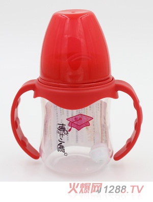 博士小帽PP有柄自然親子寬口自動(dòng)奶瓶120ml紅色