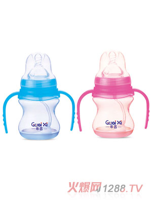 乖喜寬口PP帶底座弧形感溫自動(dòng)奶瓶150ML G0065