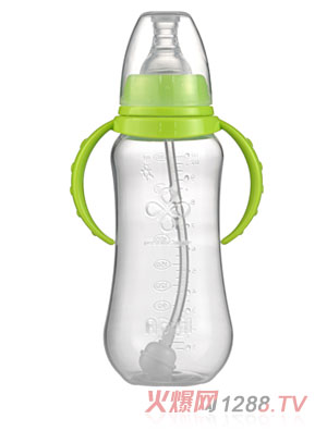 愛普麗標(biāo)口弧形PP奶瓶280ml綠色