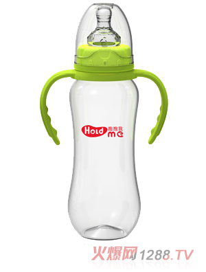 抱抱我標(biāo)口徑300ml葫蘆形帶柄自動PP奶瓶