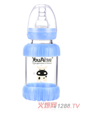 幼愛防摔感溫晶鉆玻璃標(biāo)口奶瓶120ml