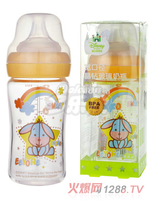 迪士尼寶寶寬口徑晶鉆玻璃奶瓶（中號）