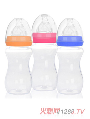 愛弗圖西280ML寬口徑PP奶瓶（橙色、玫紅、藍色）
