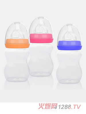 愛弗圖西200ML寬口徑PP奶瓶（橙色、玫紅、藍色）