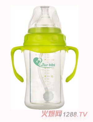 JIERBTBT180ML雙層防爆晶鉆玻璃奶瓶