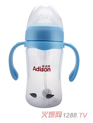 愛迪熊180寬口徑有耳感溫自動母乳實感仿生PP奶瓶