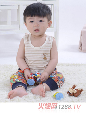 安米小熊夏裝有機棉彩棉舒適背心衫A1471