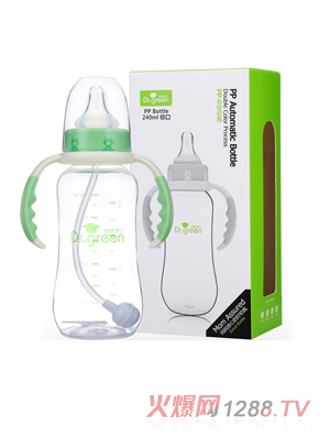 格林博士標(biāo)口PP自動奶瓶240ML綠色