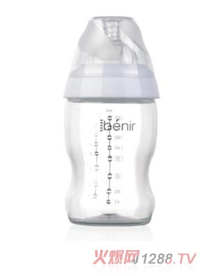 清素250ml寬口PP奶瓶配中流量奶嘴-白色