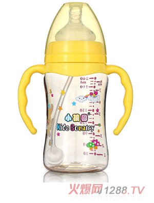 小孩國寬口直身自動(dòng)PPSU安全奶瓶240ML黃色