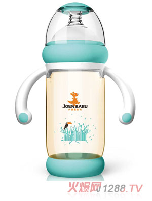 小袋鼠巴布PPSU防燙自動(dòng)寬口奶瓶240ml藍(lán)色