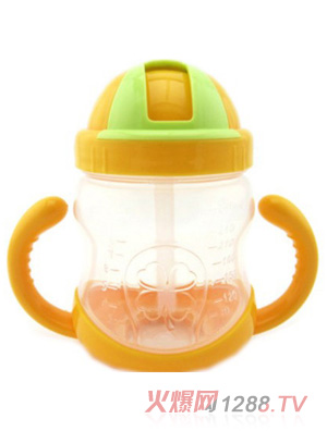 陽光兔滑蓋防漏訓(xùn)練吸管杯橙色